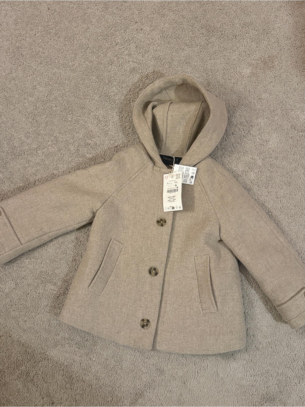Zara Kids Hooded Coat in Beige